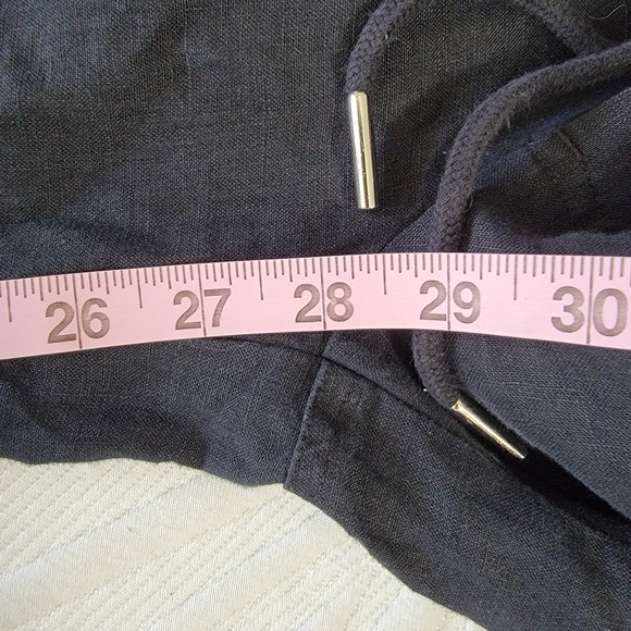 QUINCE 100% European Linen Wide Leg Pants Black Elastic Waist Drawstring Small - Picture 11 of 12